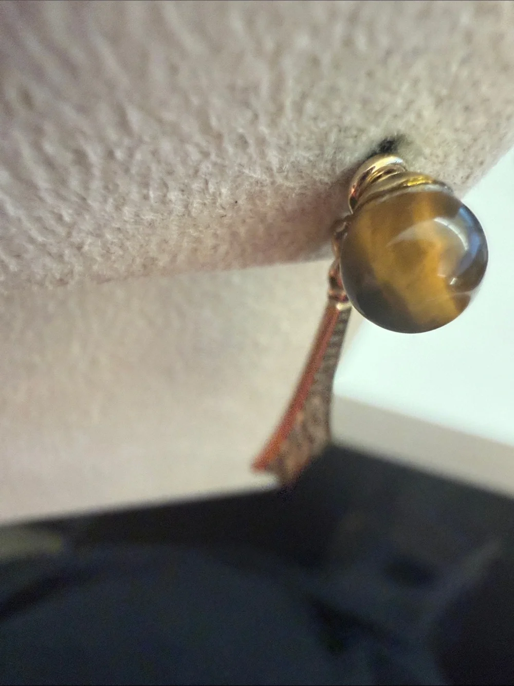 Gold-Tone Drop Earrings with Brown Tiger Eye Accent